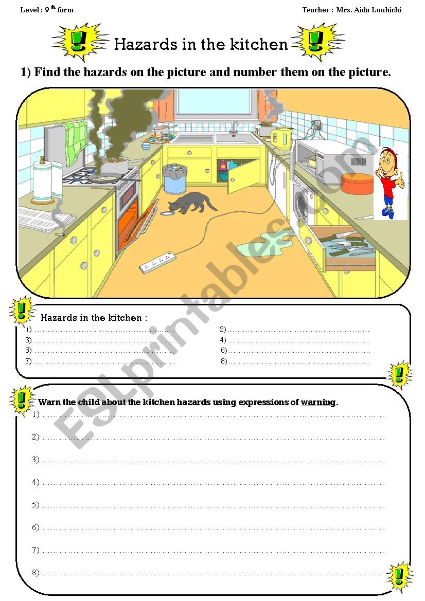 school hazards worksheet