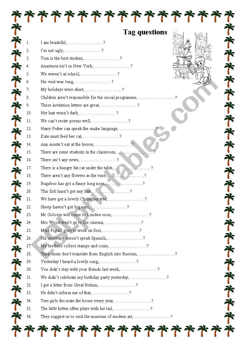 Tag questions practise worksheet