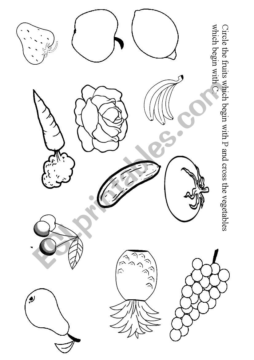 fruits worksheet