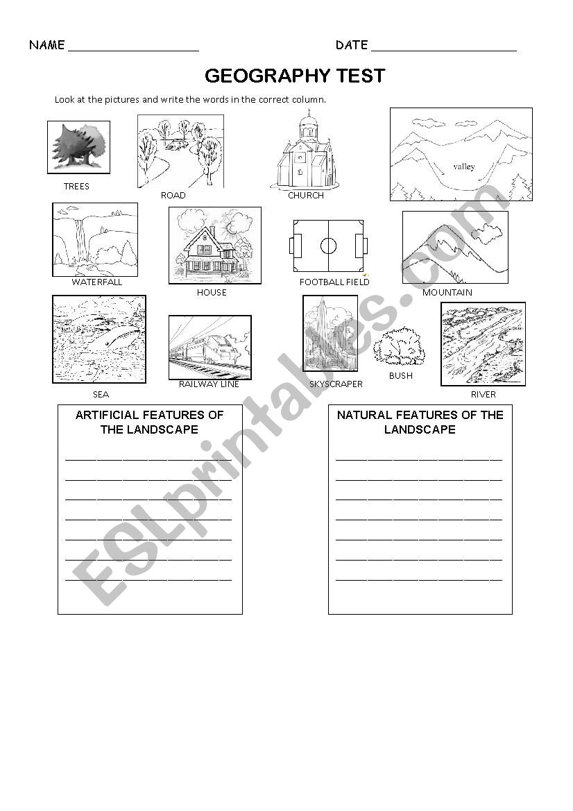 landscape test worksheet