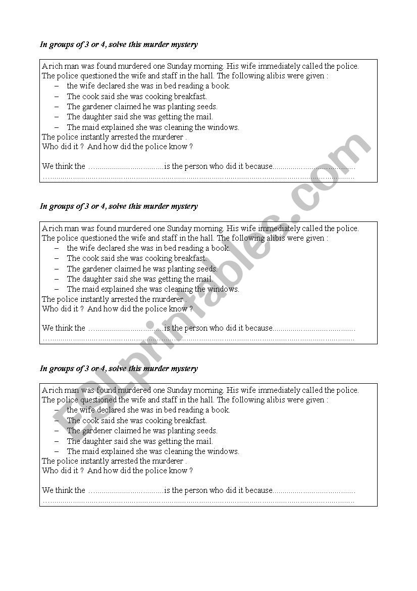 solve up a mystery worksheet