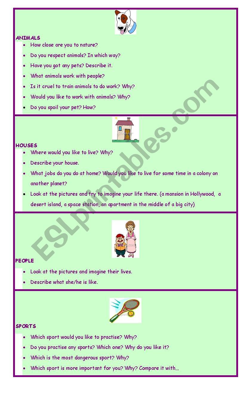 SPEAKING CARDS worksheet