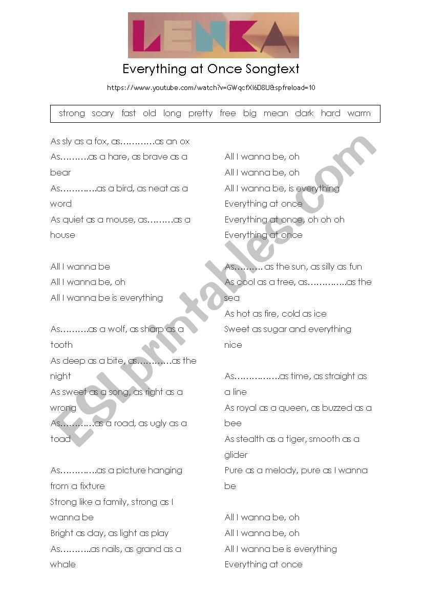 As...As - Everything at once worksheet