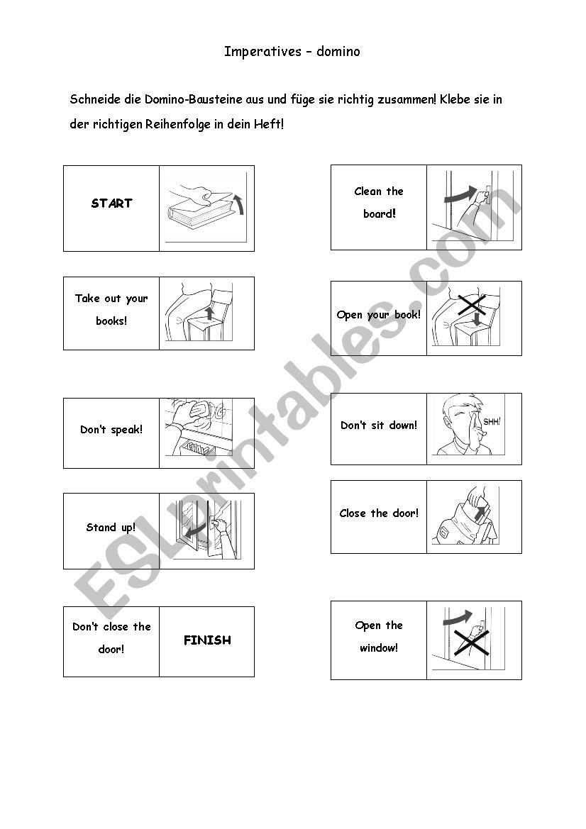 Imperatives - a domino worksheet