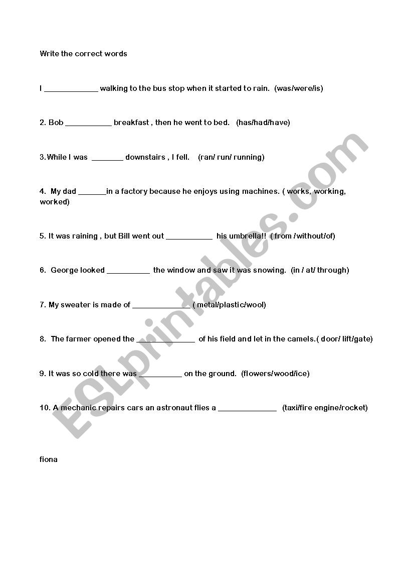 General Test worksheet