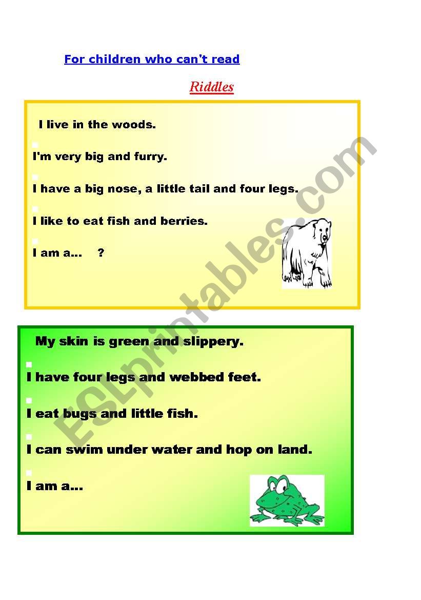 Riddles worksheet