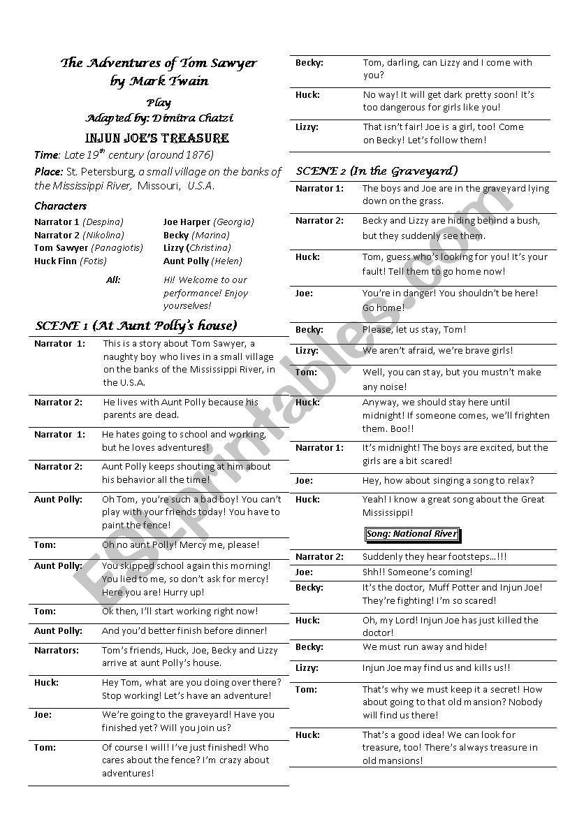 THE ADVENTURES OF TOM SAWYER worksheet