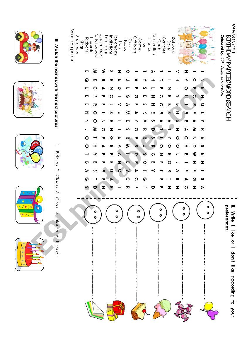 Birthday parties Likes and Dislikes