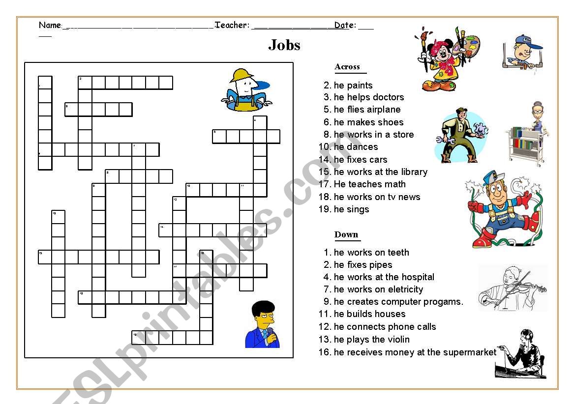 jobs -puzzle worksheet