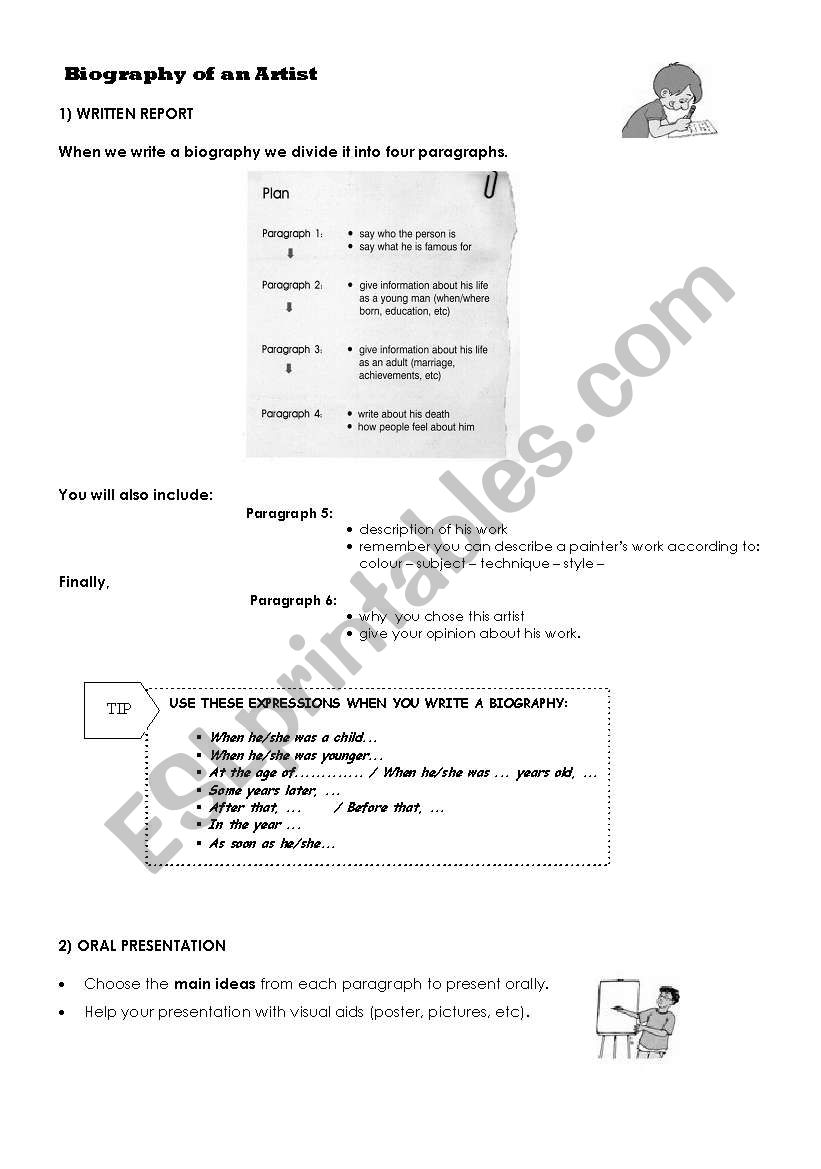 Biography of an Artist worksheet