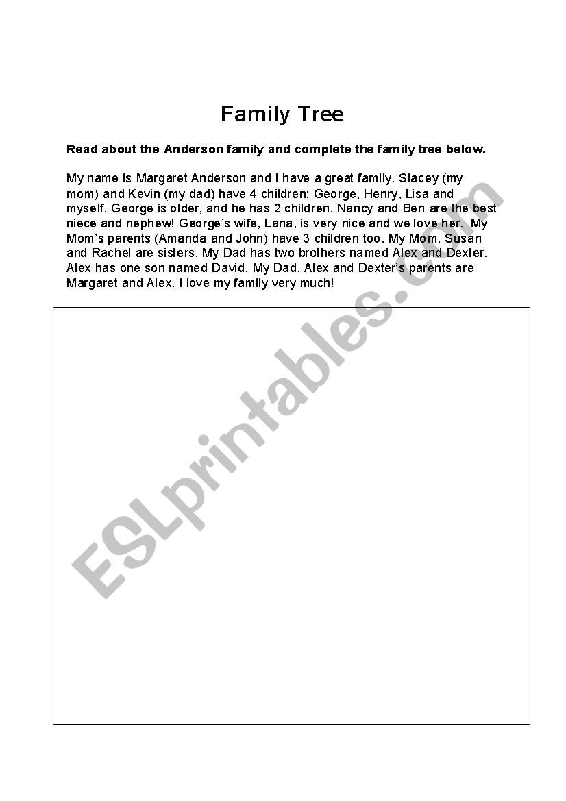 Family Tree Worksheet worksheet