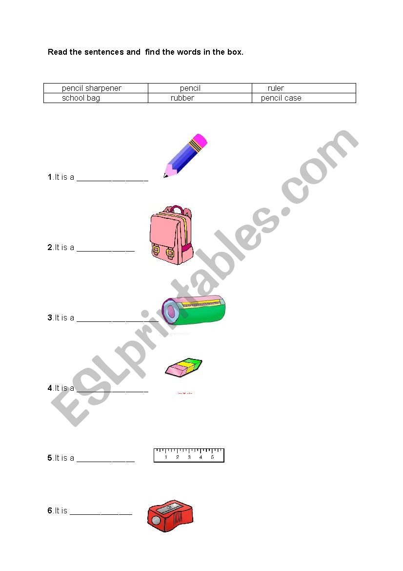 classroom objects worksheet