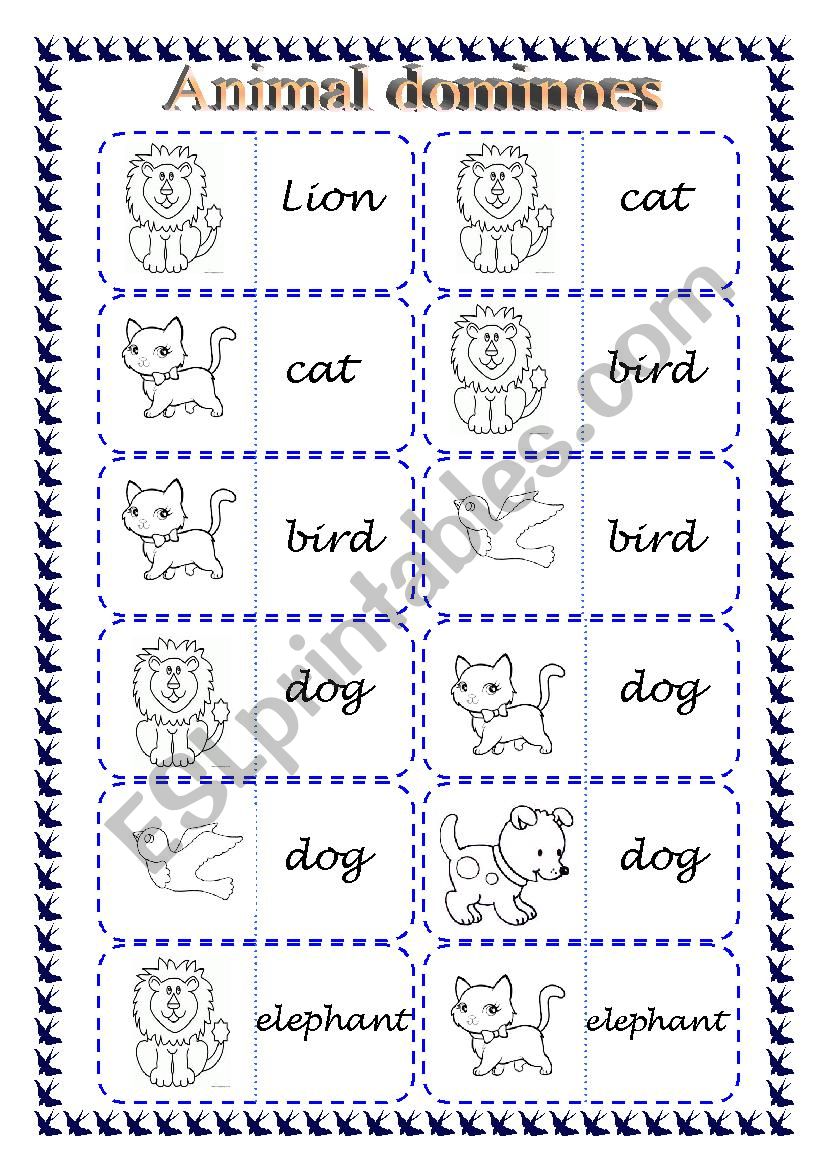 Animal domino worksheet