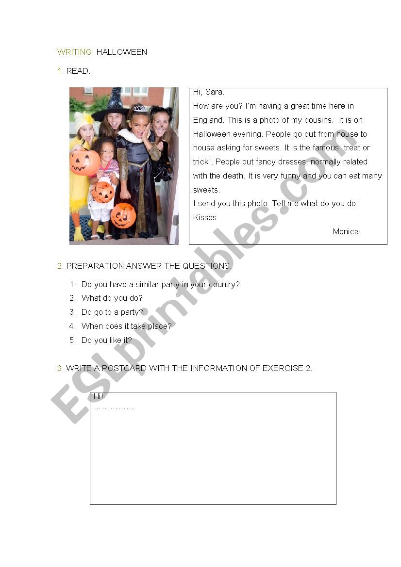 HALLOWEEN WRITING worksheet