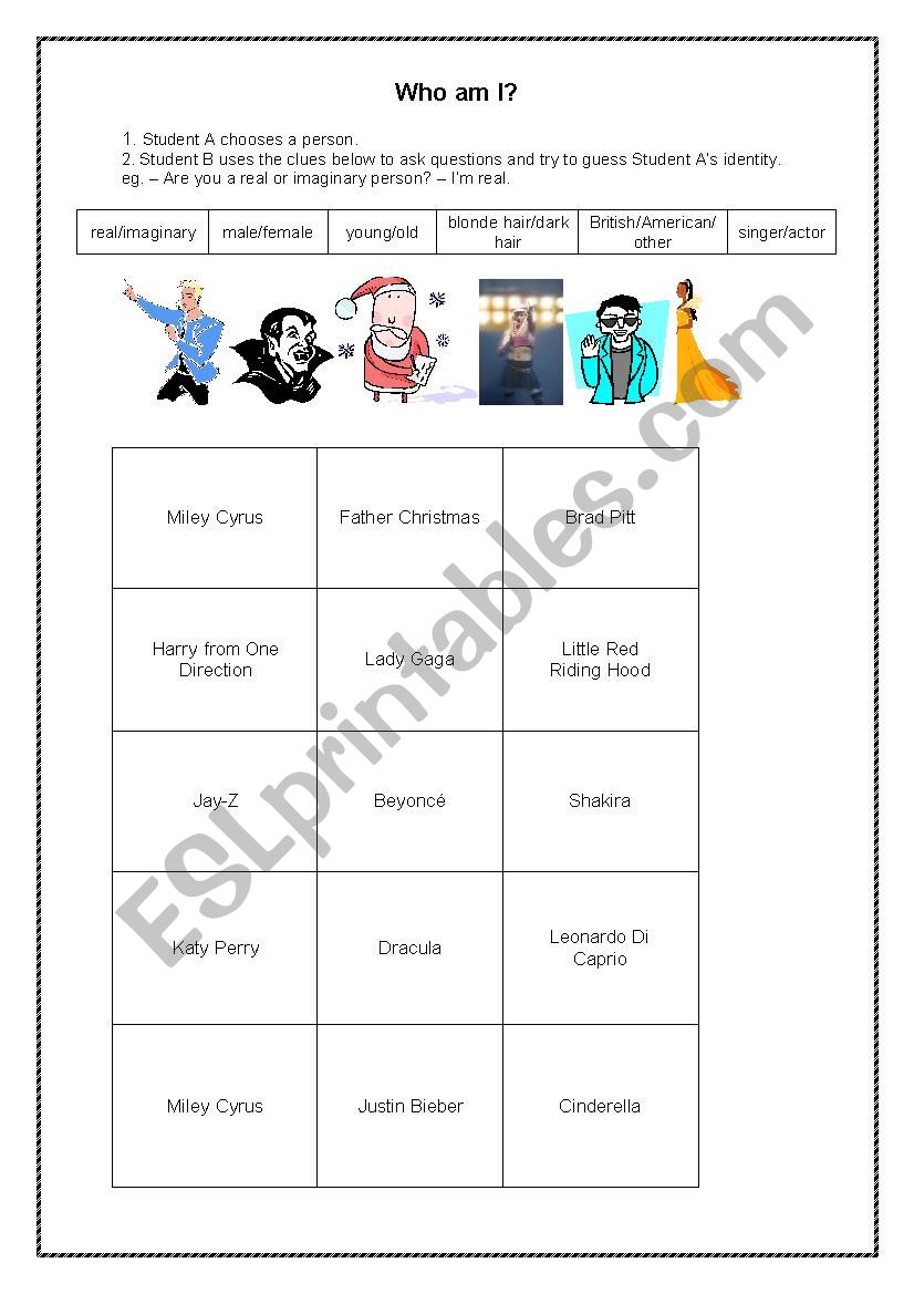 Who am I? worksheet