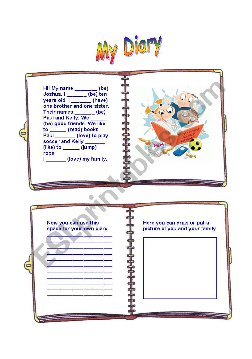 Boys diary worksheet