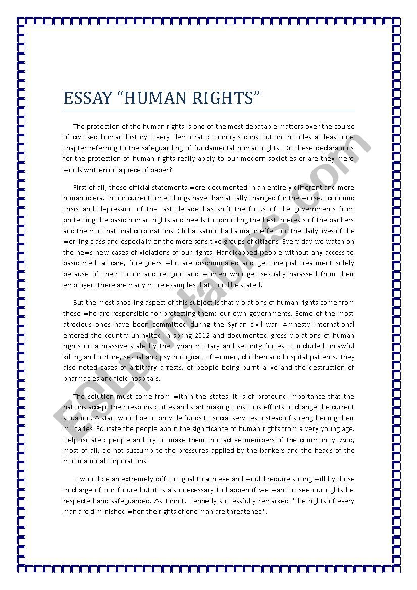 Human rights worksheet