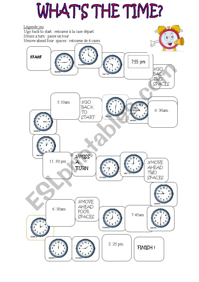 board game time worksheet