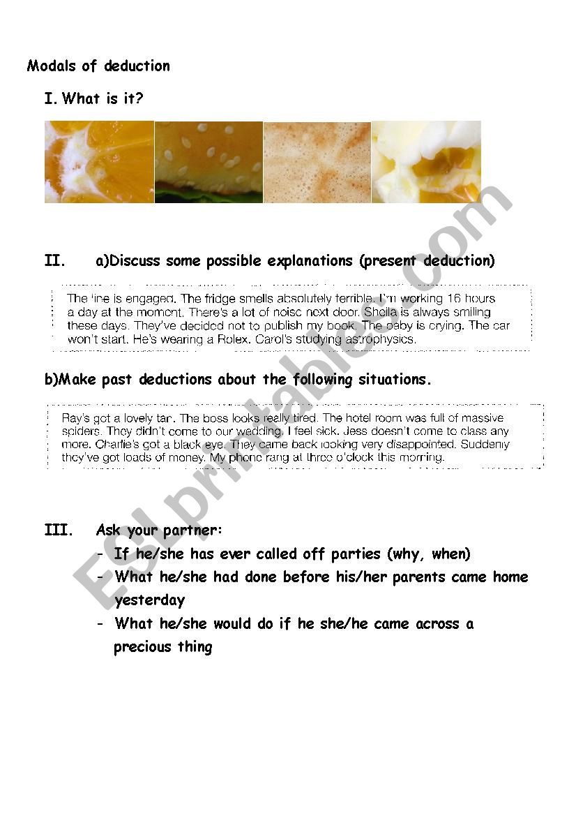 Modals of deduction worksheet