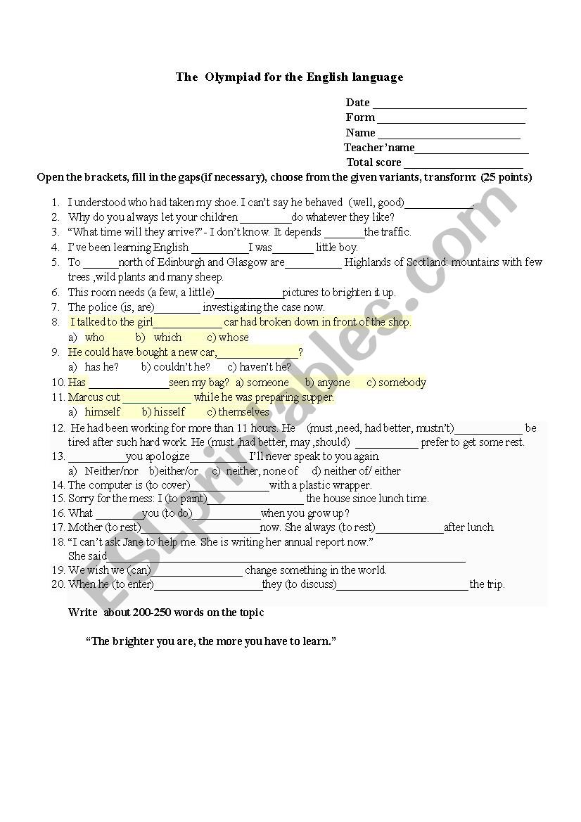 olympiad second language 10th form olympiad second language 10th form