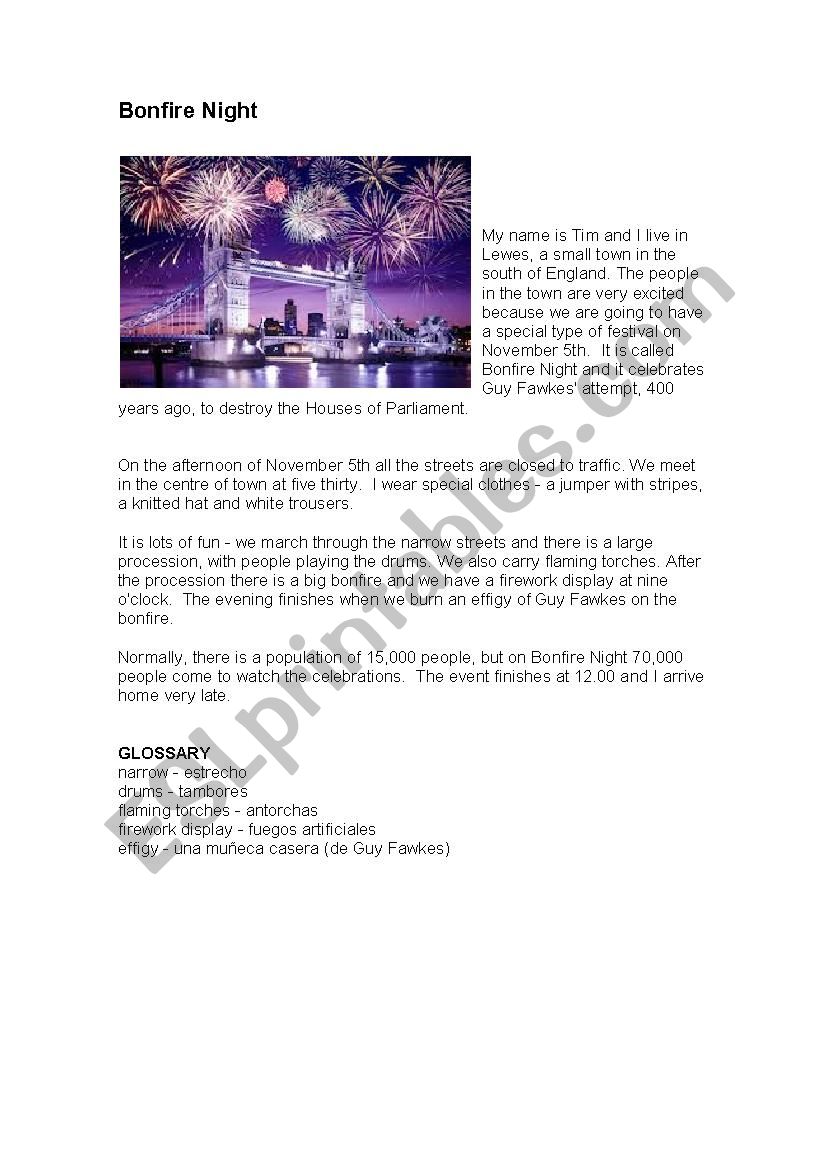 bonfire night worksheet