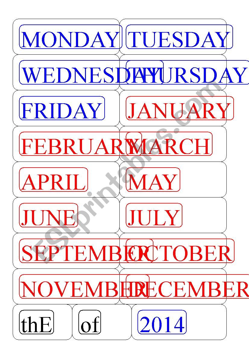 English Date worksheet