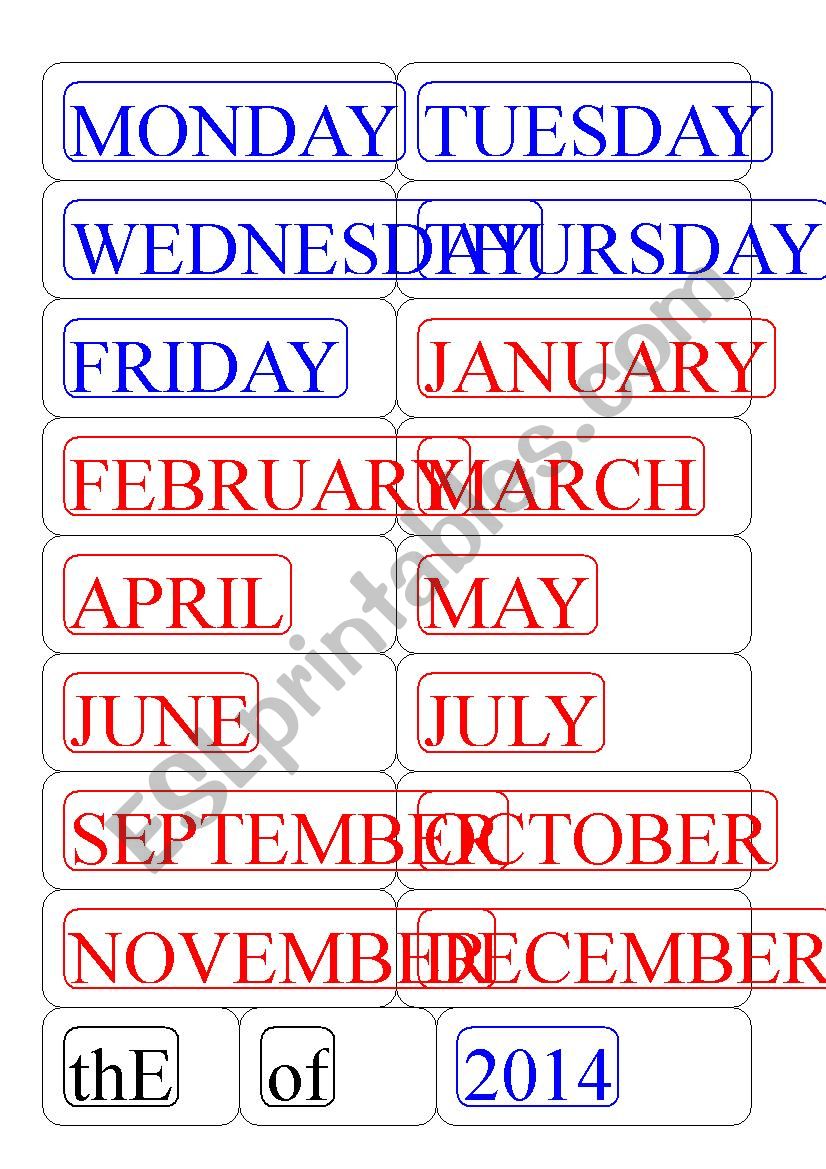 English Date worksheet