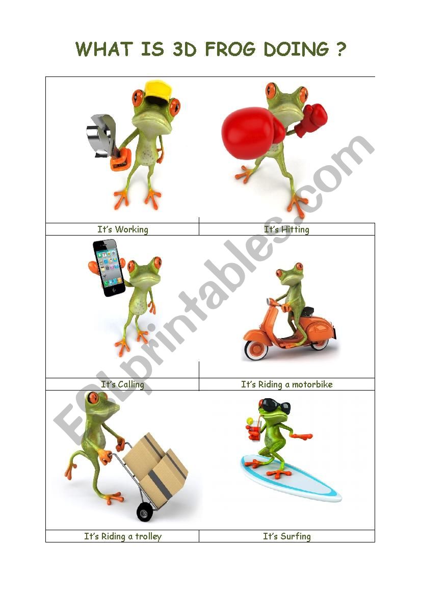 Whats 3d Frog Doing ? 1 worksheet