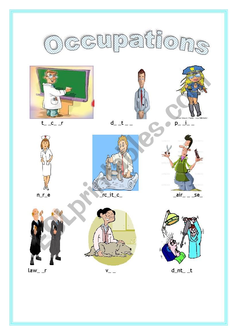 occupations worksheet
