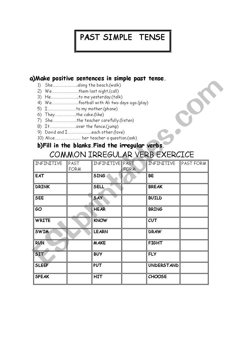 simple past exercise worksheet