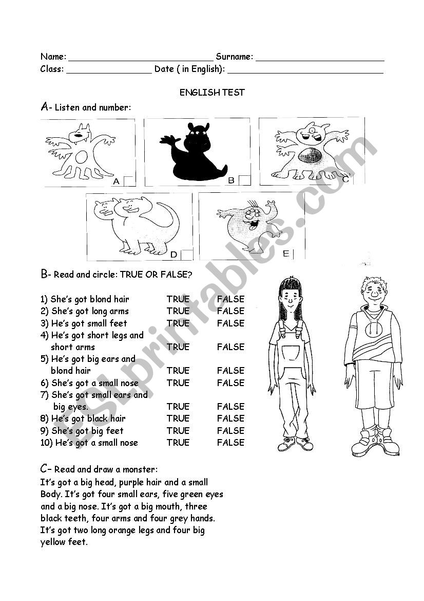 Have got and the body parts worksheet