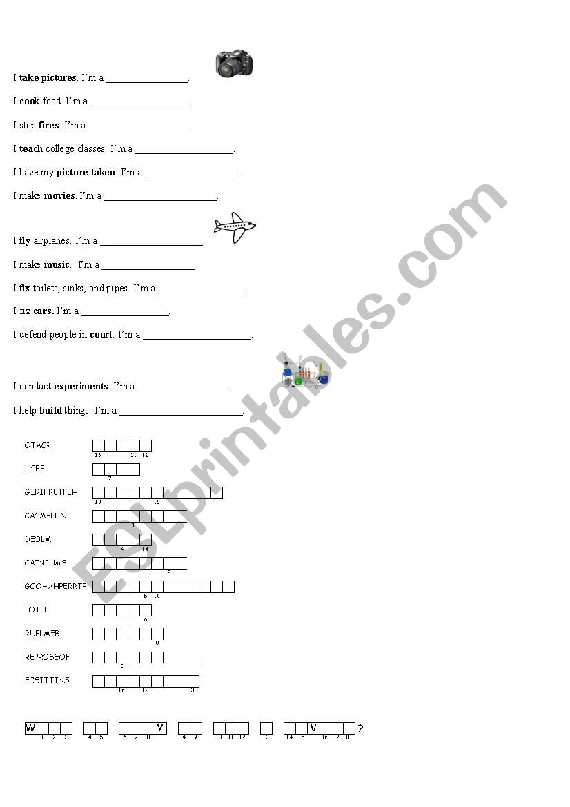 Joibs worksheet