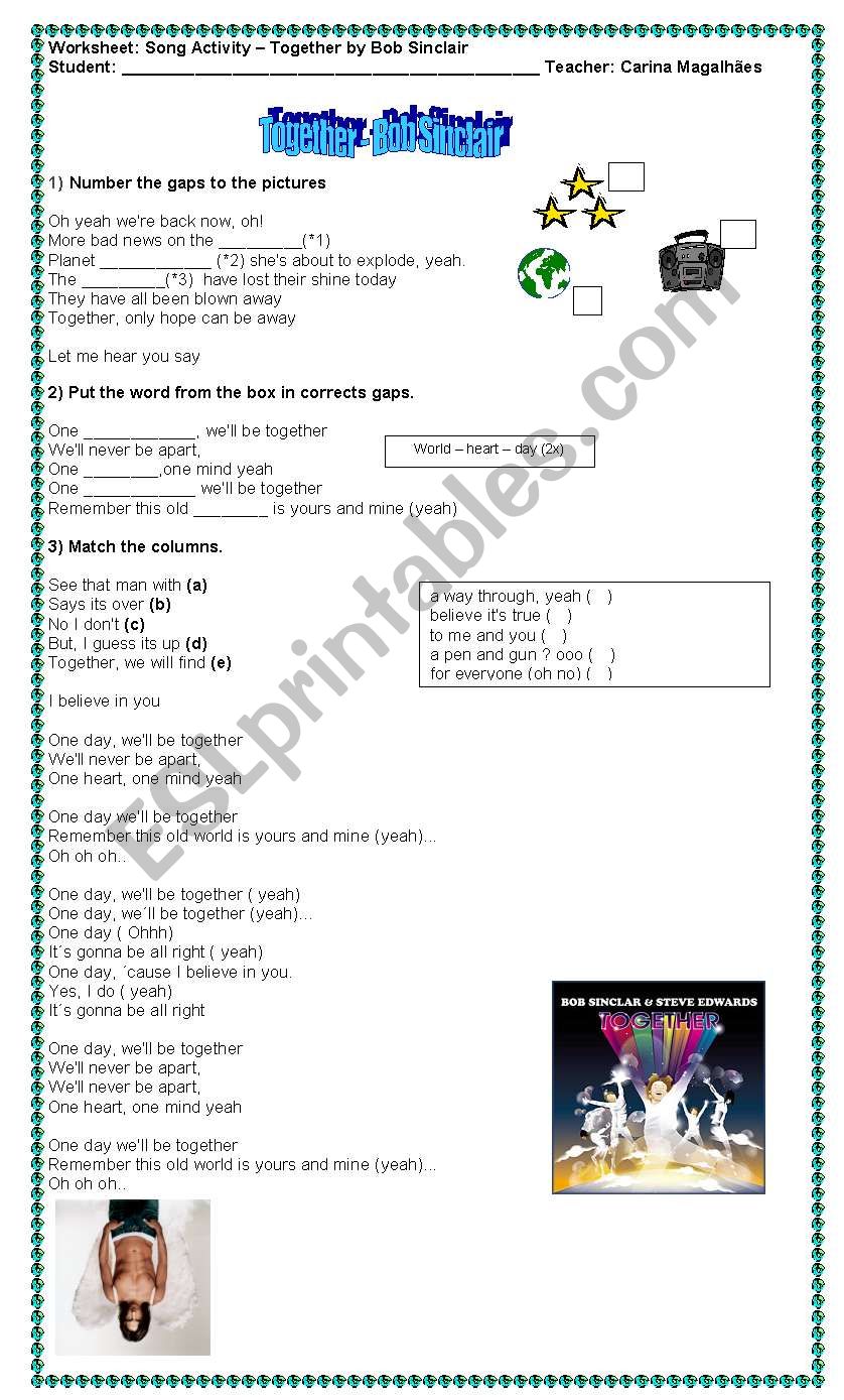 TOGETHER - BOB SINCLAIR worksheet