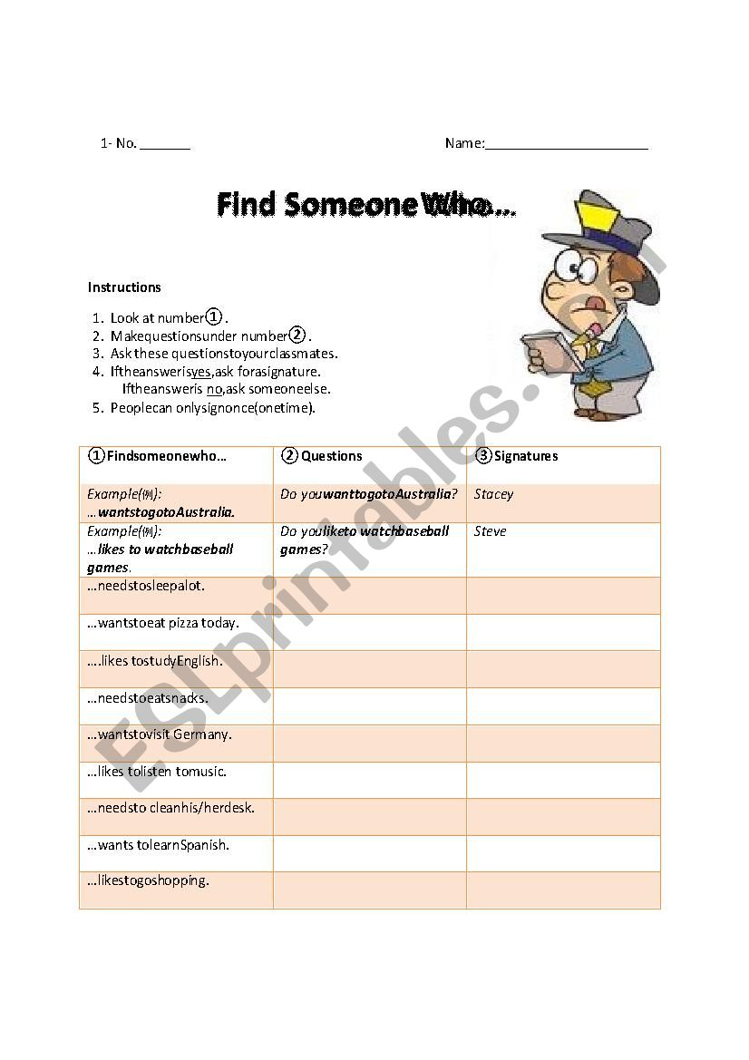 Find Someone Who... worksheet