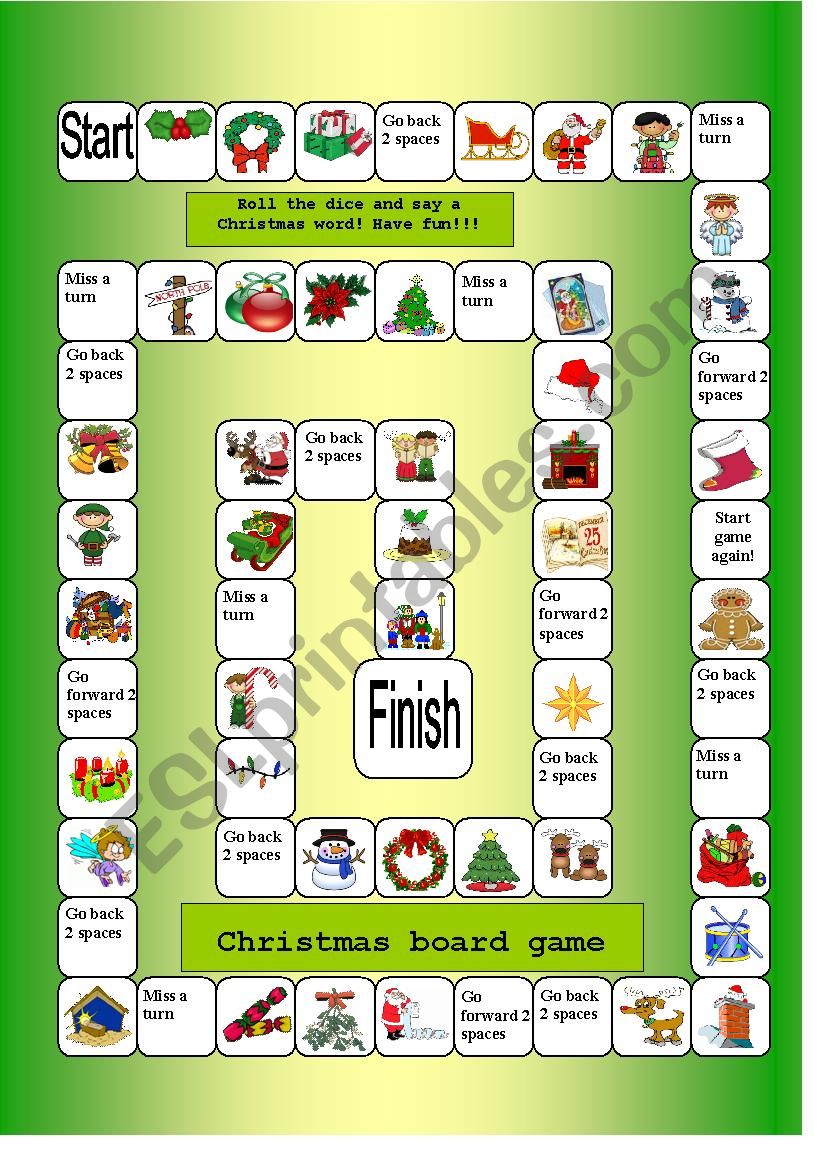 Christmas board game worksheet