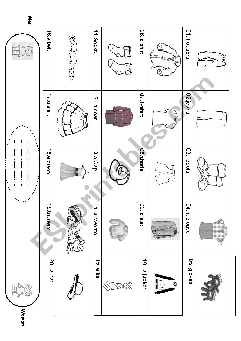 clothes worksheet