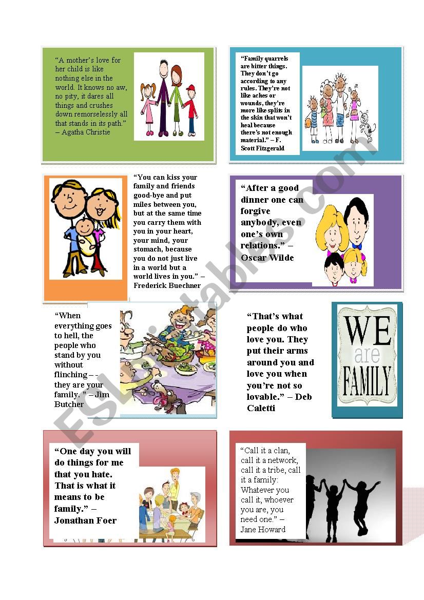 Family conversation part 1 worksheet
