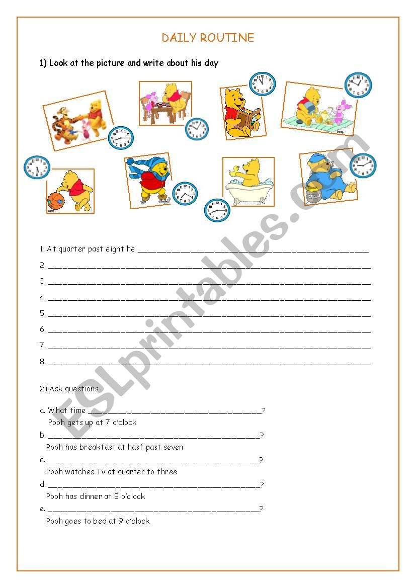 Daily routine (1st part) worksheet