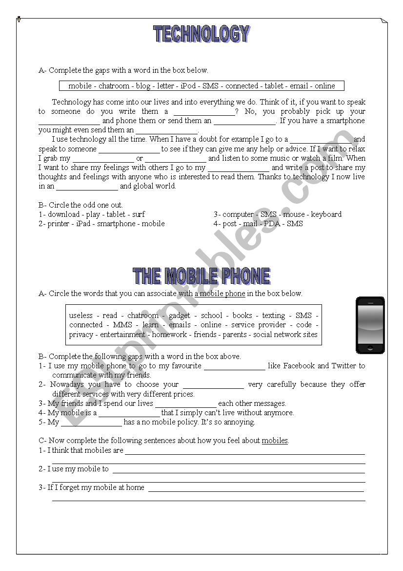 Technology worksheet