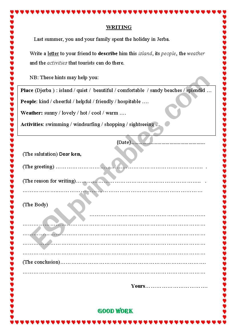  an informal letter writing worksheet