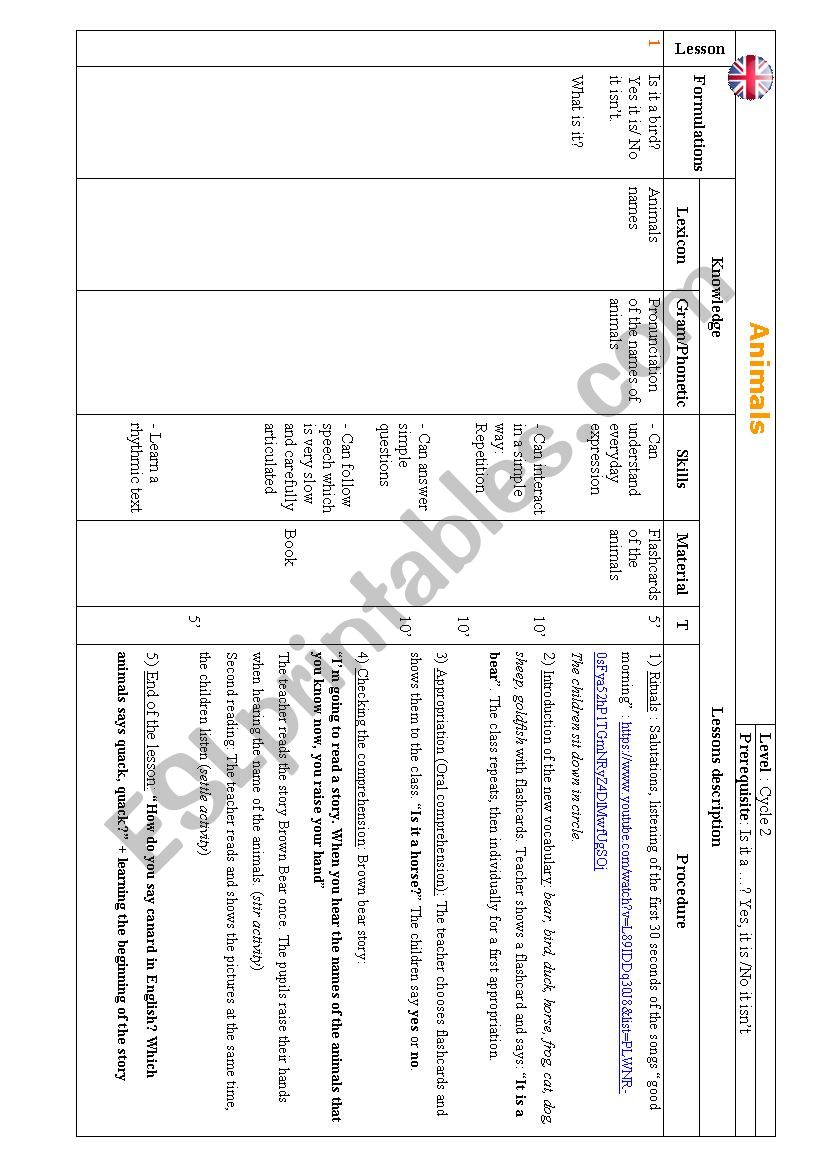 Animals worksheet