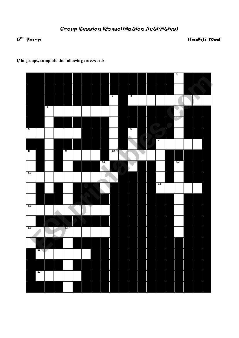 Group session 8th form worksheet