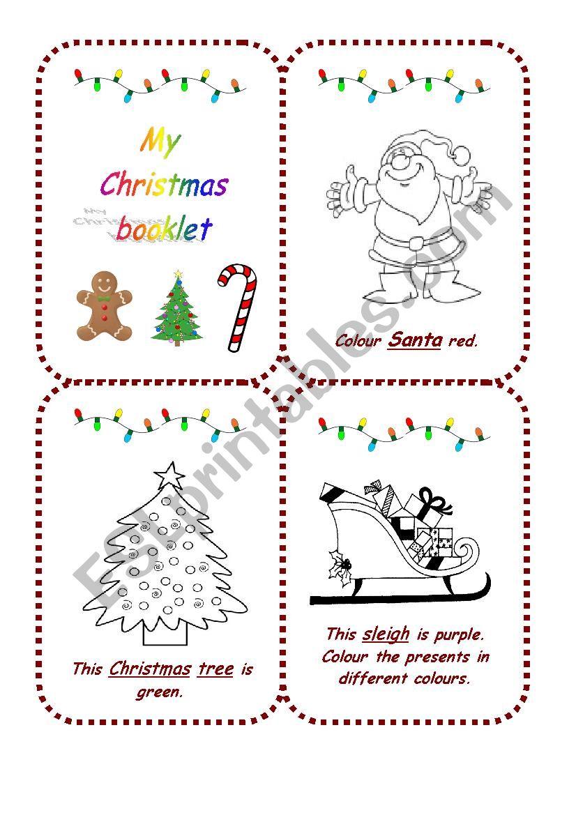 Christmas colouring booklet - ESL worksheet by esti1975