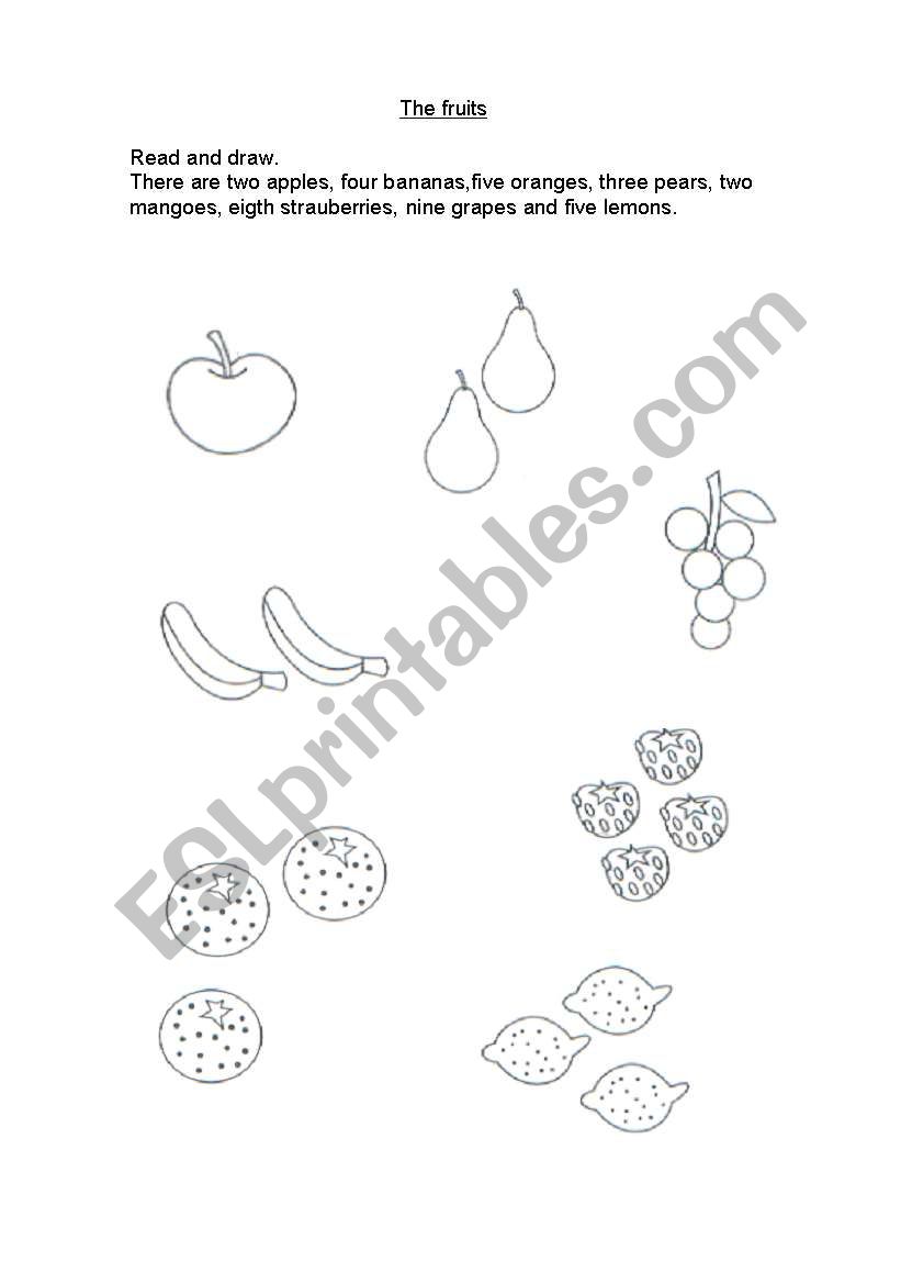 the fruits worksheet