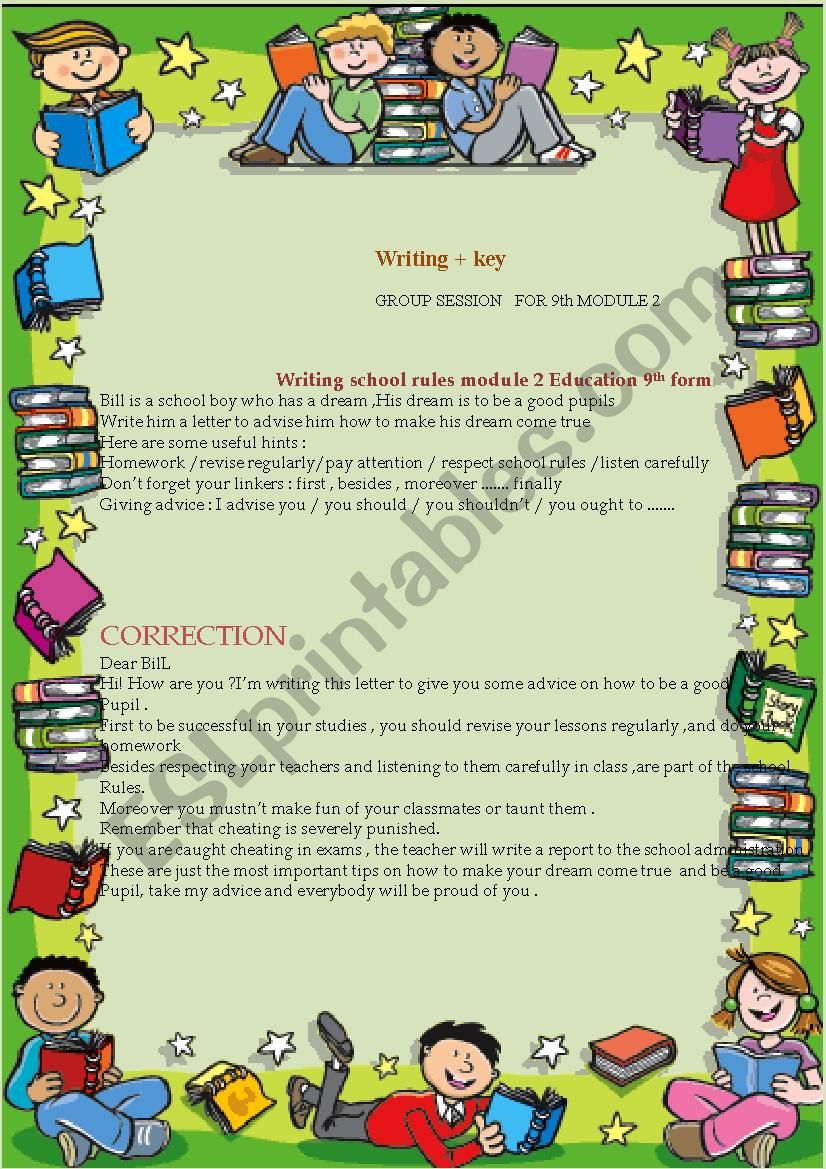 Group Session Worksheet 9th module 2 Education + Key