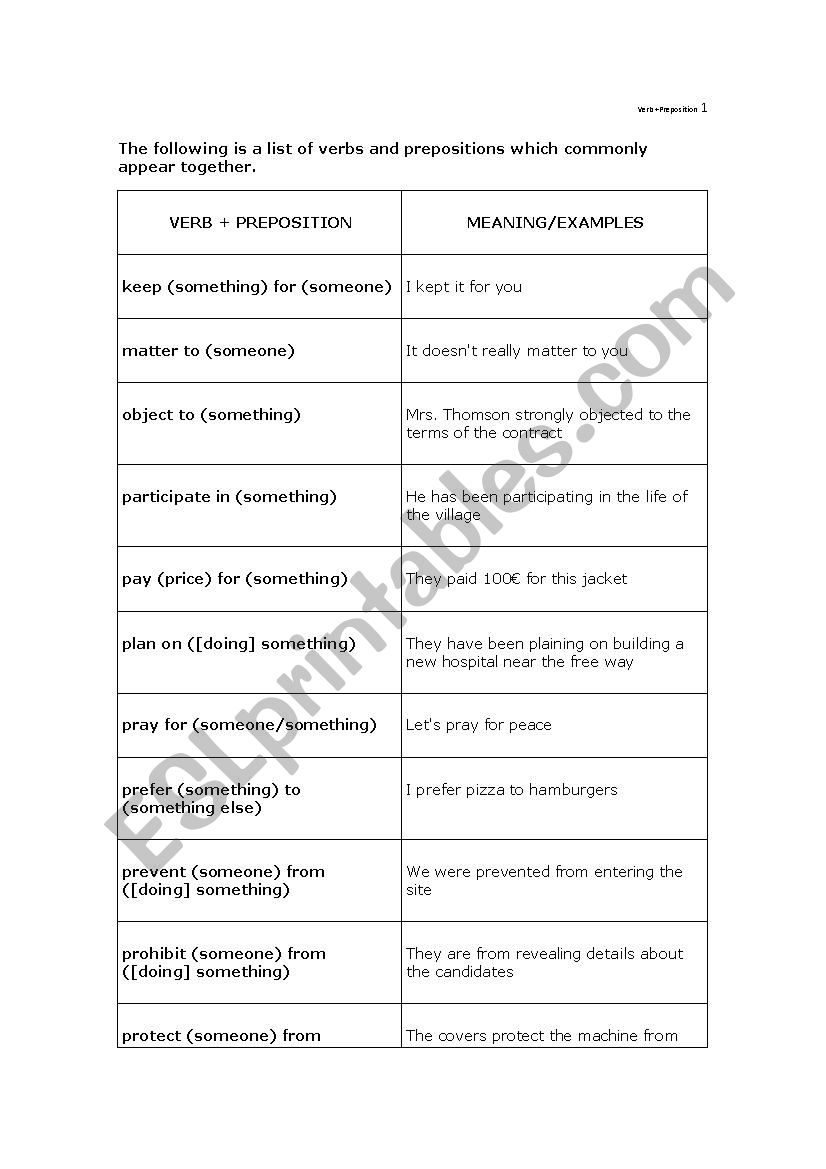 Verb+Preposition Part 2 worksheet