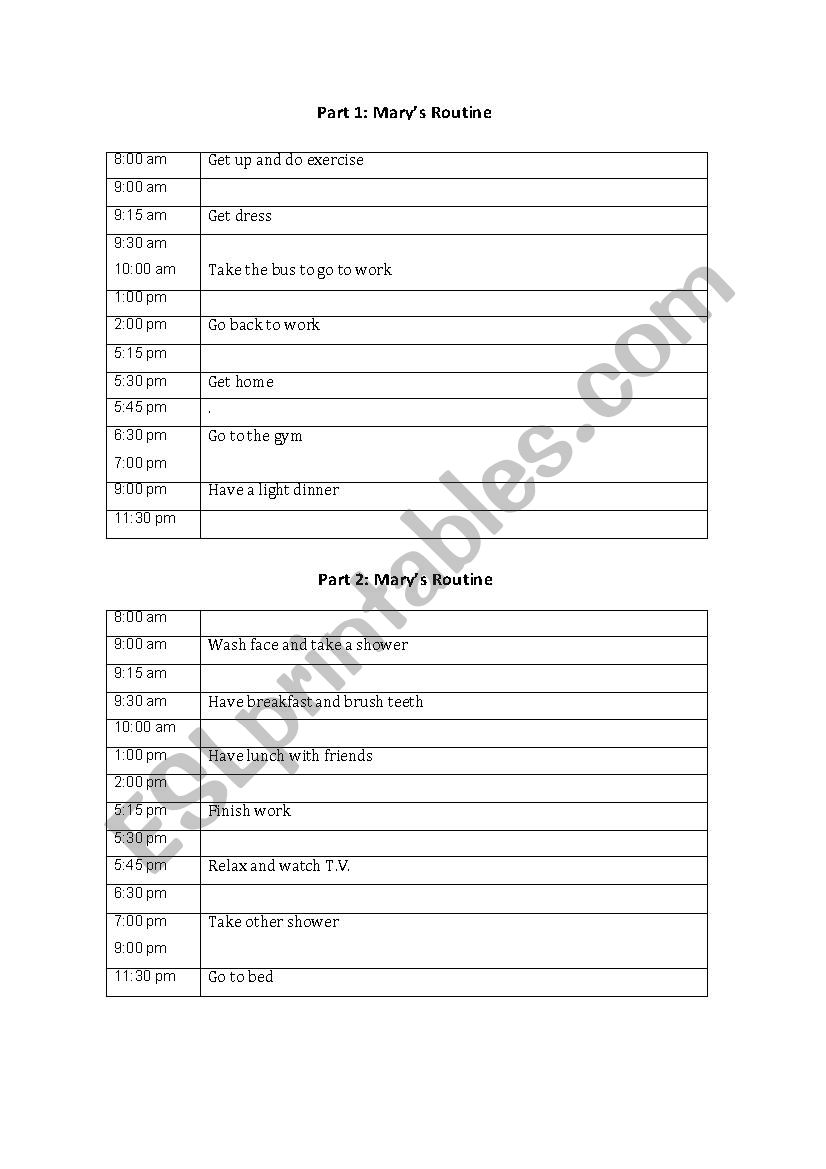 Routines and 3rd person singular.