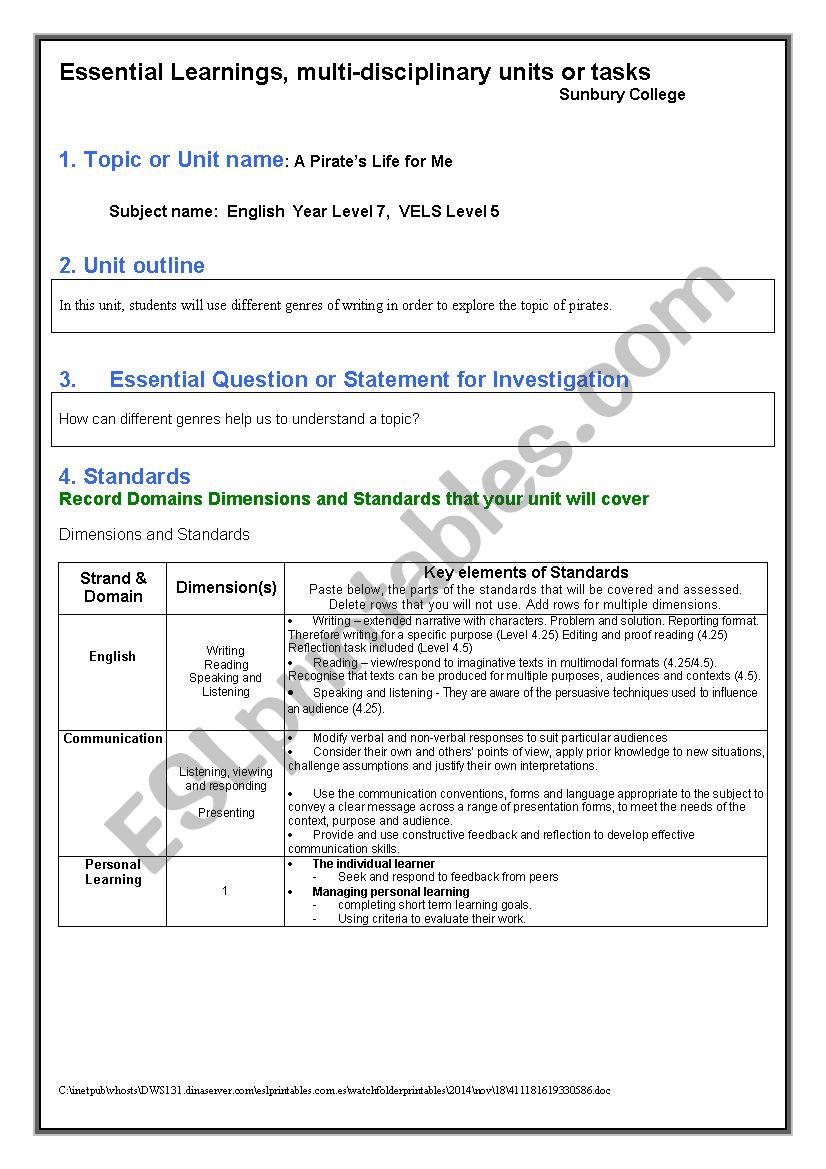 pirates of the c worksheet