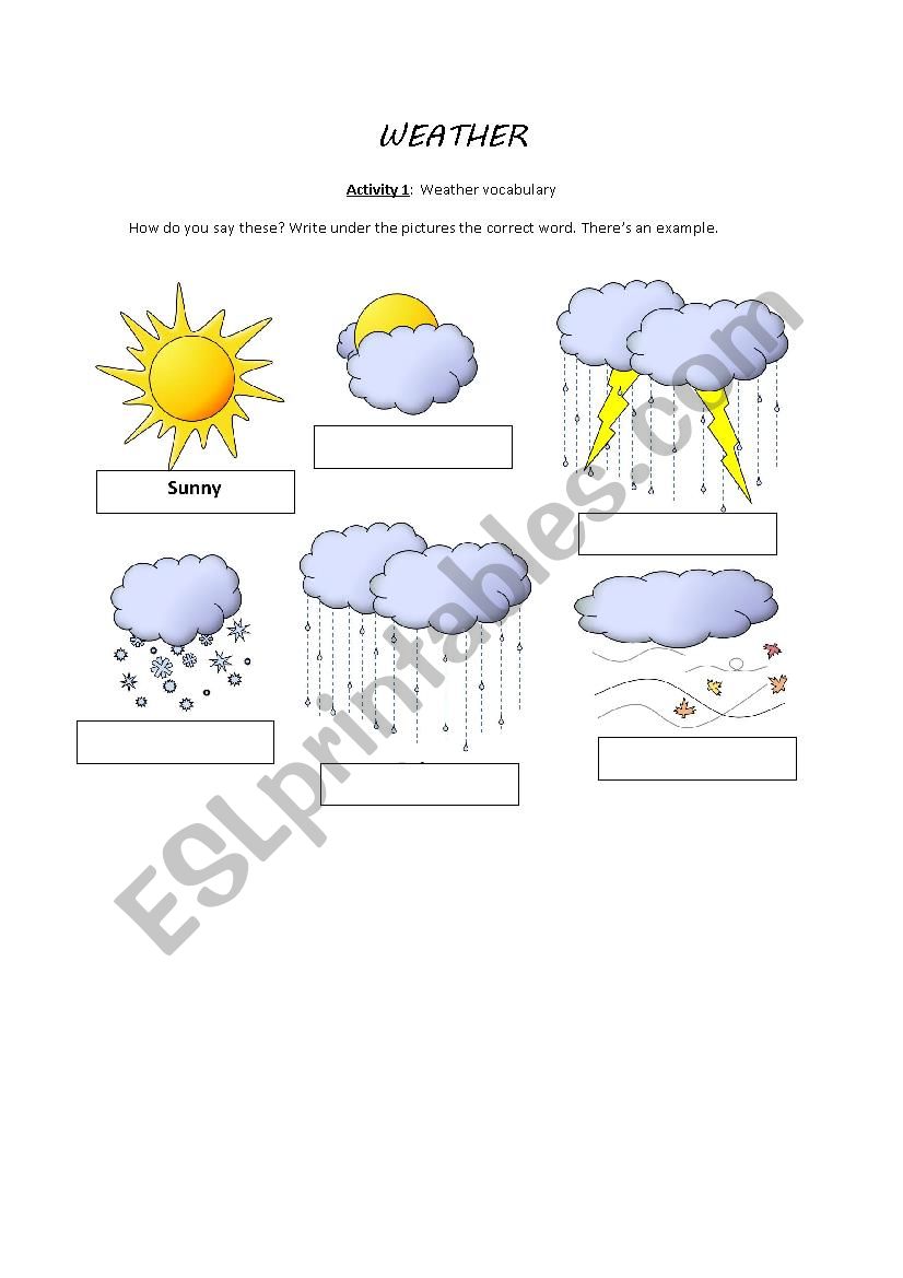 Weather vocabulary worksheet