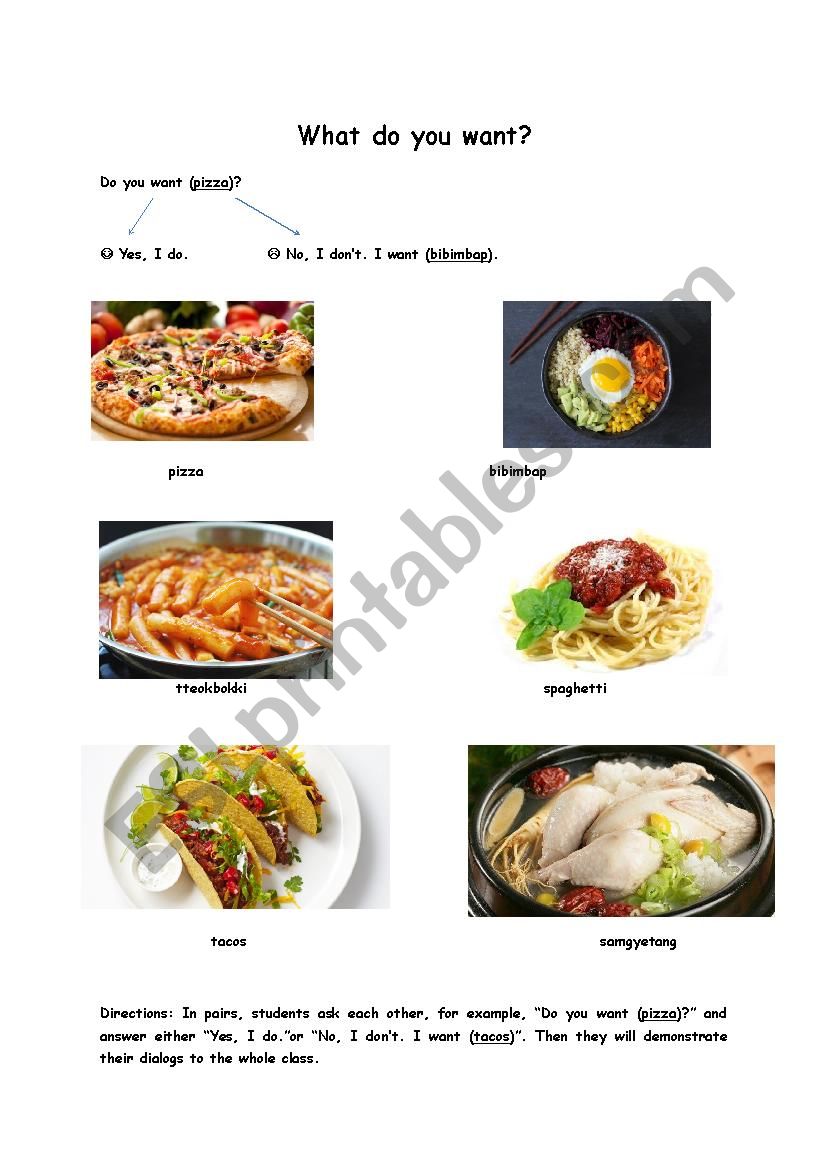 What do you want? (food) worksheet